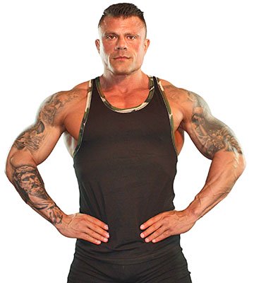 Style 1007 - Men's Flex Lifting Tank Top. Exclusive muscle hugging fit moves with you. Made in America - Black/Camouflage, Extra Large image