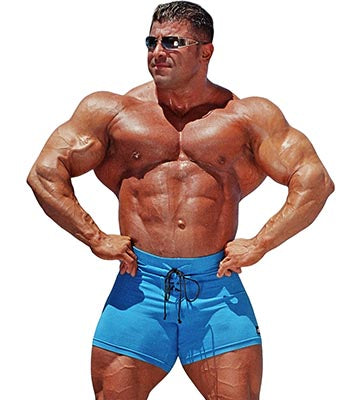 Style 776M2 - Men's Lace Up Workout Short.  Football style men's workout shorts. Bodybuilder cut. image 2