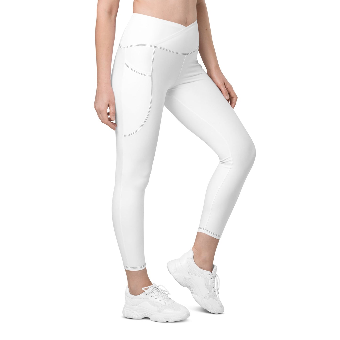 Crossover Pocket Leggings - Snow White - Physique Bodyware