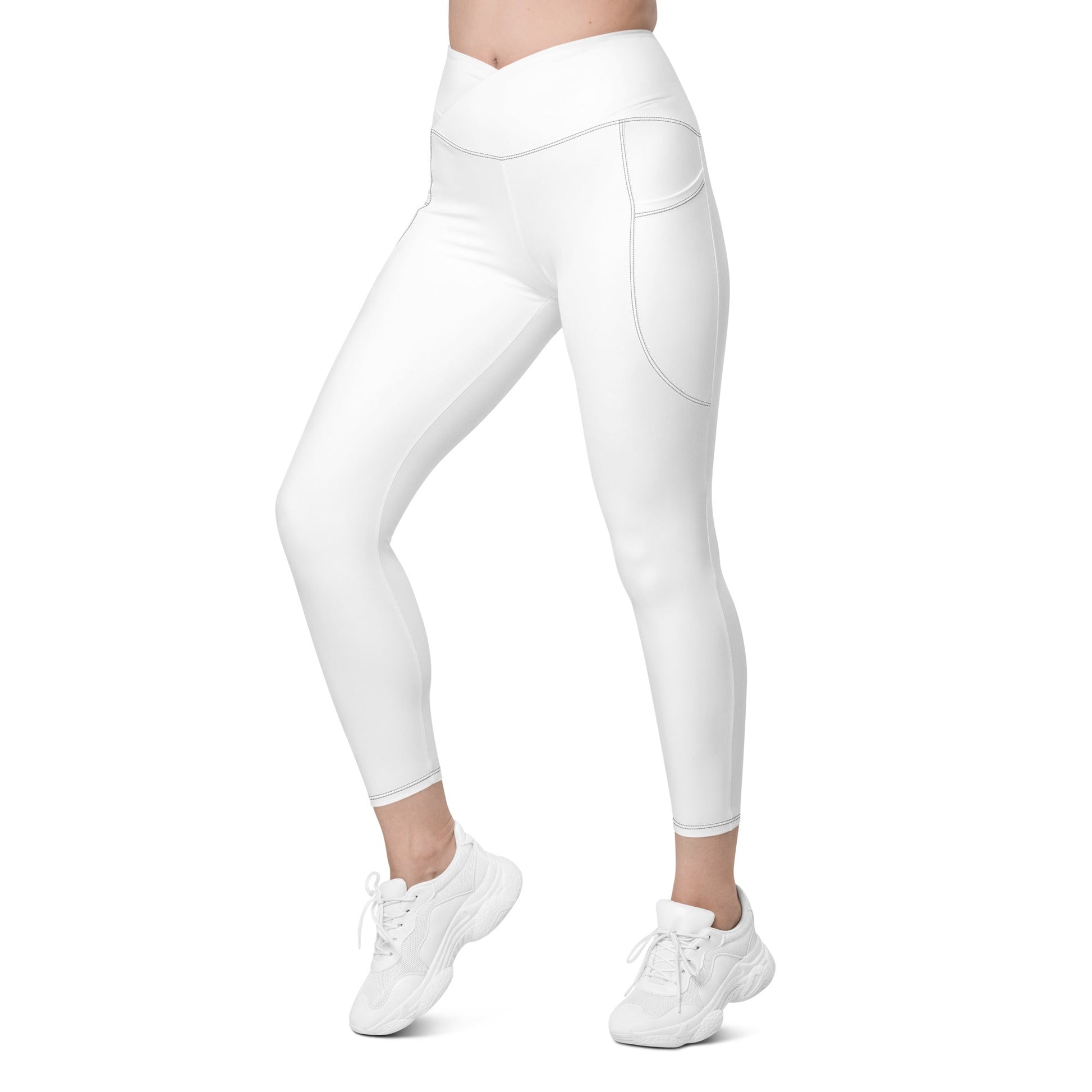 Crossover Pocket Leggings - Snow White - Physique Bodyware