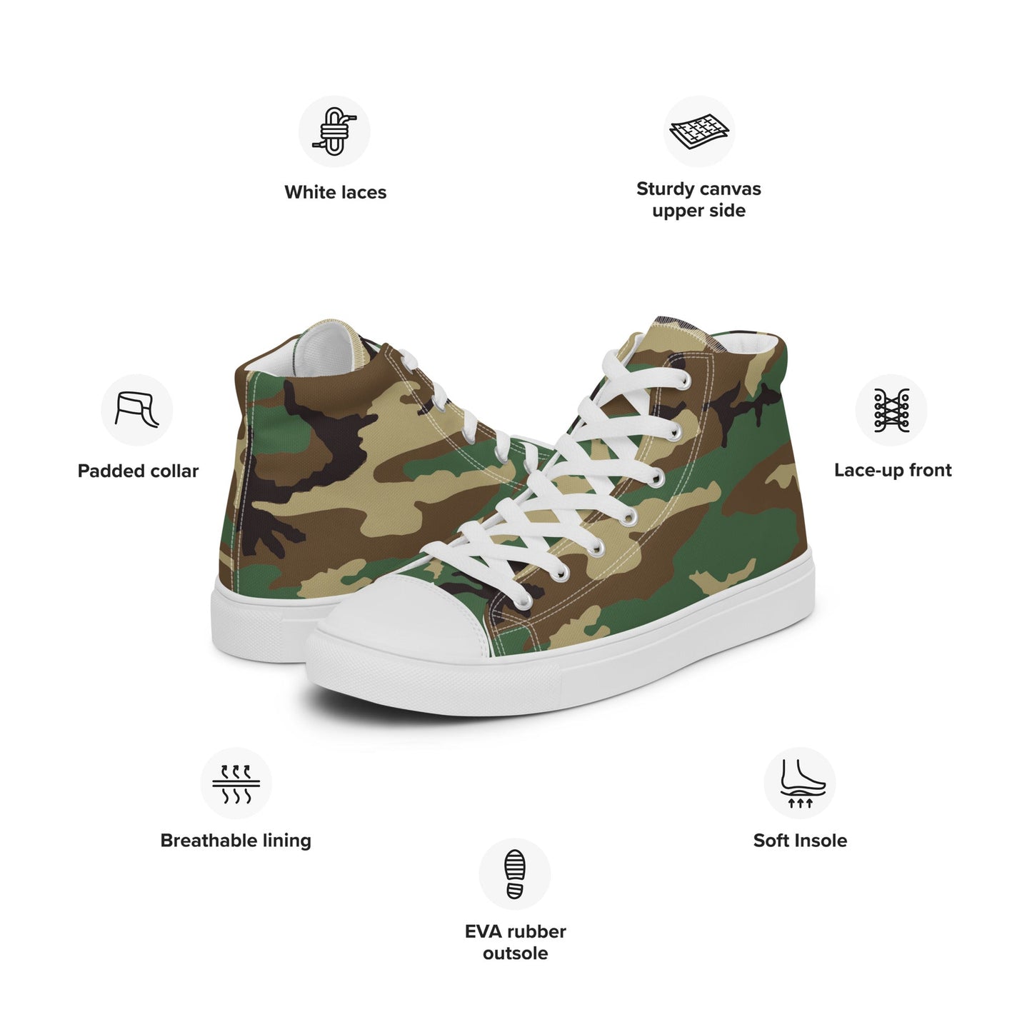 High Top Canvas Shoes - Camo - Physique Bodyware