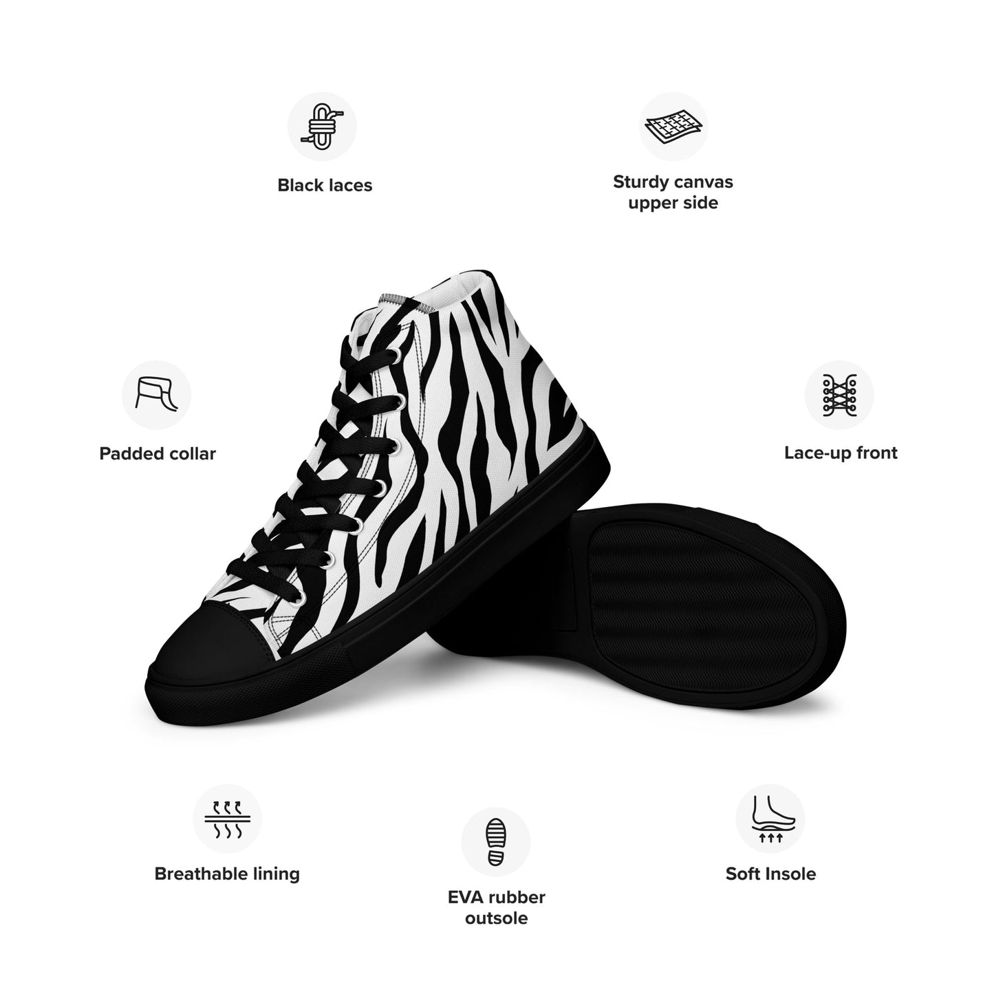 High Top Canvas Shoes - White Tiger - Physique Bodyware