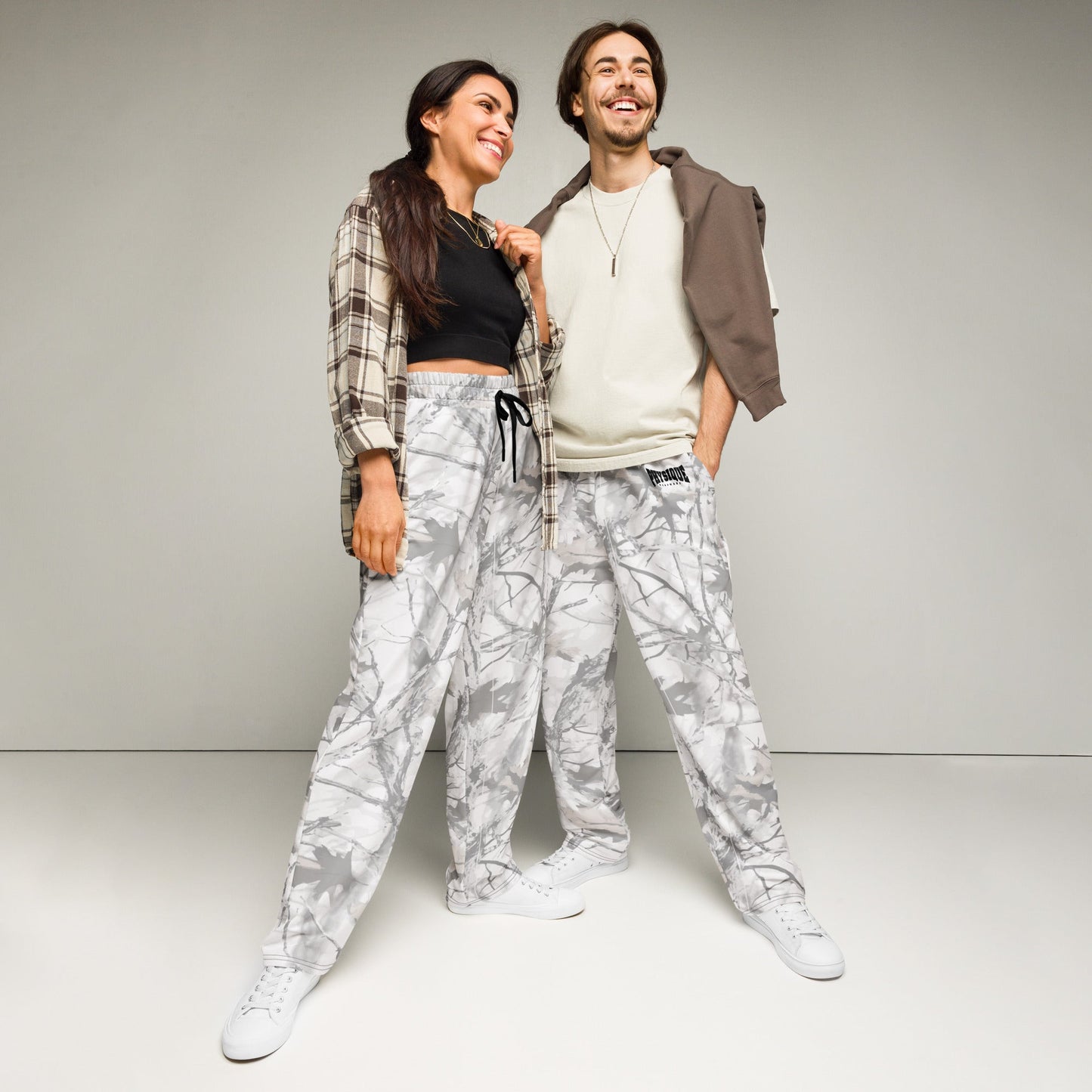 Wide - leg joggers - White Snow Camo - Physique Bodyware